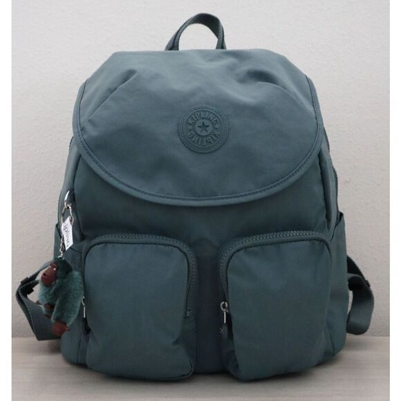 Kipling KI0365-0FE Size Medium Light Aloe Tonal Green Fiona Nylon Backpack - Picture 1 of 14
